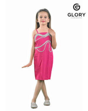 Pink Party Wear One Piece With Elegant Glittery Stich Patches