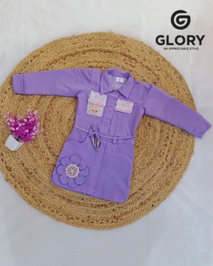 Girls Purple Full Sleeves LABUBU Themed One Piece