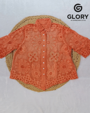 Women's Fancy Top With Glittery Floral Thread Work Pattern