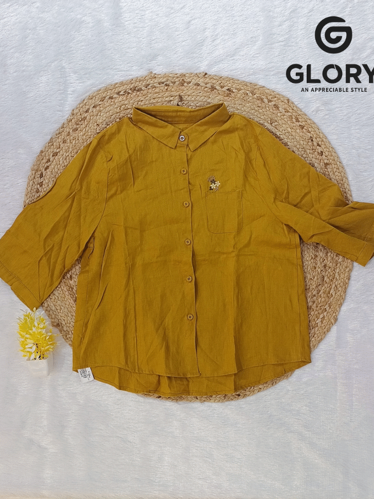 Women's Fancy Linen Top With Elegant Floral Thread Work