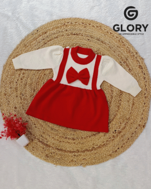 Girls Dungaree Style Fancy Frock With Cute Bow Patch