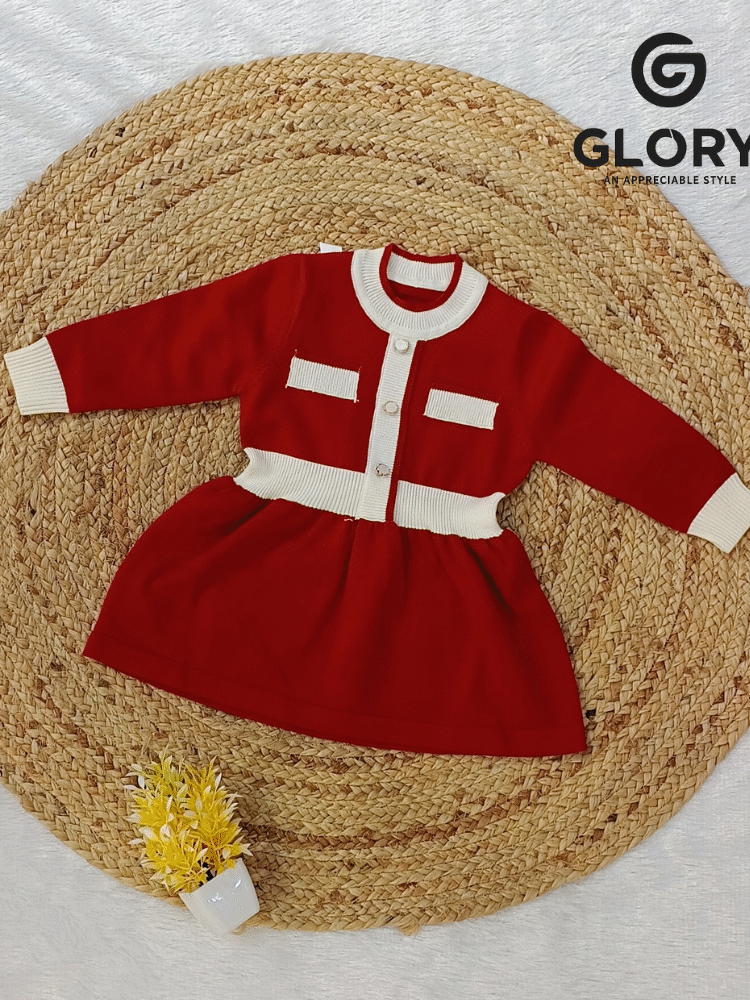 Girls Rusty Red Santa Claus Style Trendy Frock