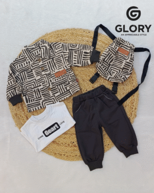 Boys 4 Piece Fancy Cord Set With Stylish Sling Sack Bag