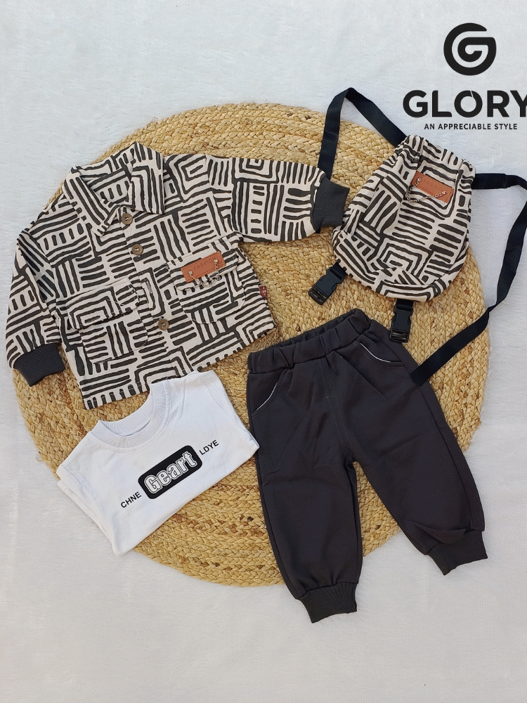 Boys 4 Piece Fancy Cord Set With Stylish Sling Sack Bag