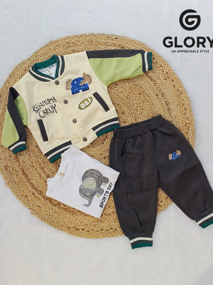 Boys Sporty Elephant 3 Piece Fancy Cord Set