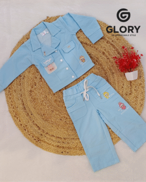 Girls Candy Blue Cord Set With LABUBU Patches &  Back Print