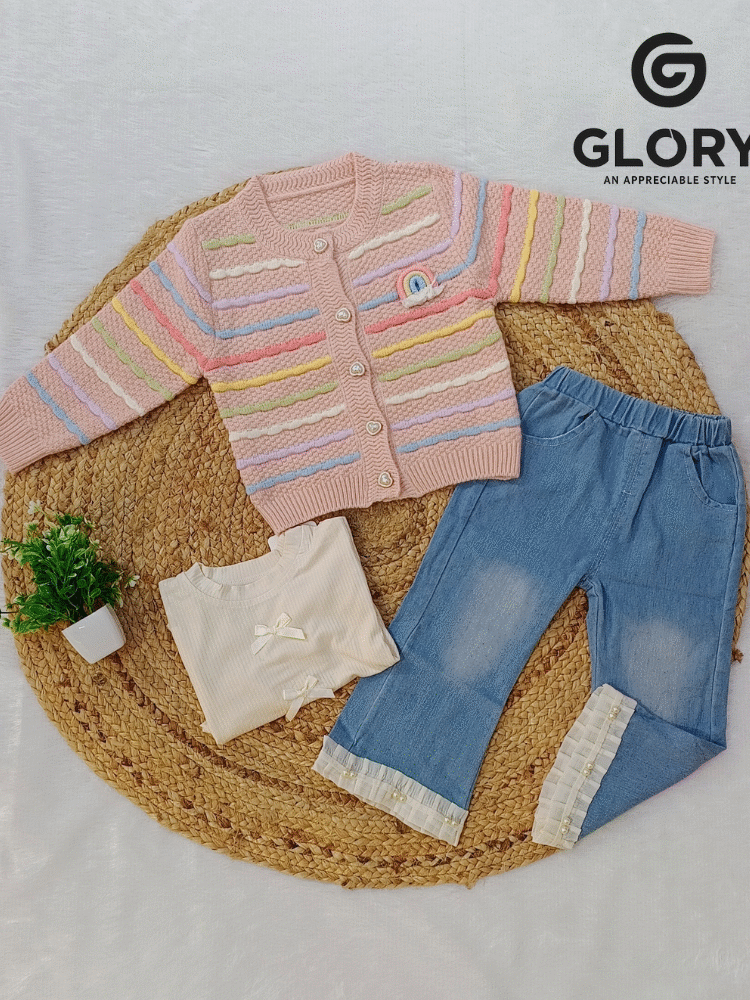 Girls Rainbow Themed 3 Piece Cord Set