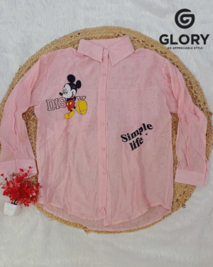 Women’s Pink micky mouse Print Shirt Trendy & Playful Style