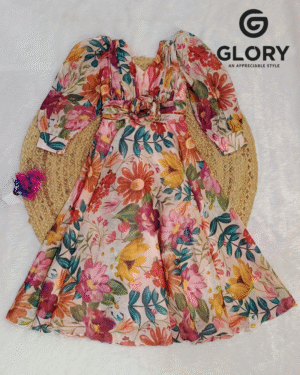 Elegant Floral Fantasy Party Wear Gown for Girls