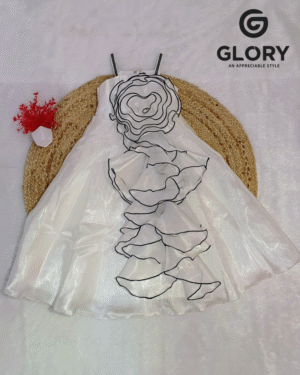 Elegant White Wave-Pattern Kids Gown