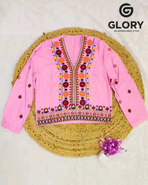 Women Embroidered Full-Sleeve Top with Elegant V-Neck