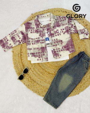 Boys Printed Shirt Denim Cord Set with Inner T-Shirt | 3-Piece Stylish Kids Outfit