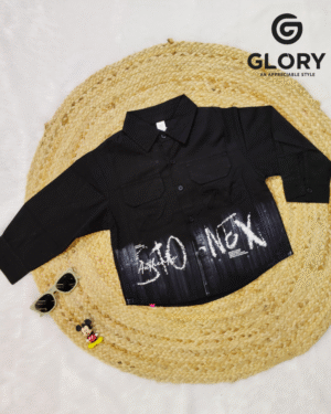 Boys Funky Black Shirt with Writing Print | Trendy Casual Printed Shirt for Kids