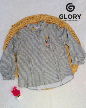 Classic Grey Lining Women’s  Mal Cotton Shirt with Soft Breathable Fabric & Smart Casual Fit