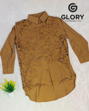 Elegant Brown Women’s Shirt with Crossio-Style Waistcoat Overlay – Trendy Layered Top for Smart & Casual Wear