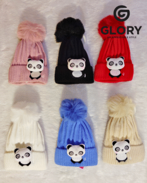 Kids Cute Panda Cartoon Winter Cap | Soft Knit Warm Cap with Adorable Design