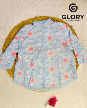 Women Sky Blue Embroidered Shirt | Floral & Swirl Thread Work Stylish Casual Wear