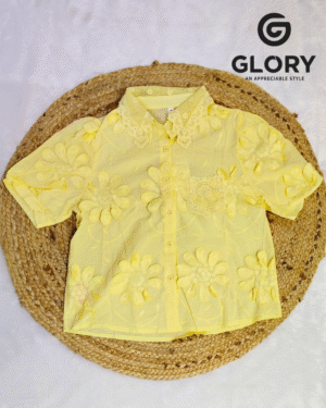 Women Floral Embroidered Short Sleeve Shirt | Stylish Lace Collar Casual Top