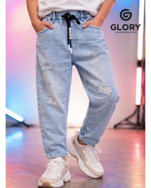 Premium Boys ice Wash Denim Jeans Featuring Modern Mom Fit – Perfect Blend of Comfort & Style